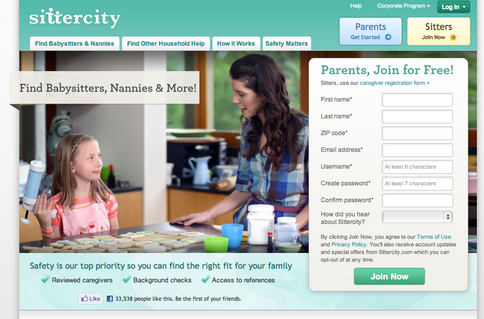 Sittercity provides a way for parents to find, sift through, and hire baby sitters. 